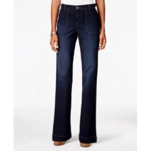 Style & Co Mid Rise Trouser Jeans Womens 8 Blue Dark Wash Stretch NEW - Picture 1 of 11